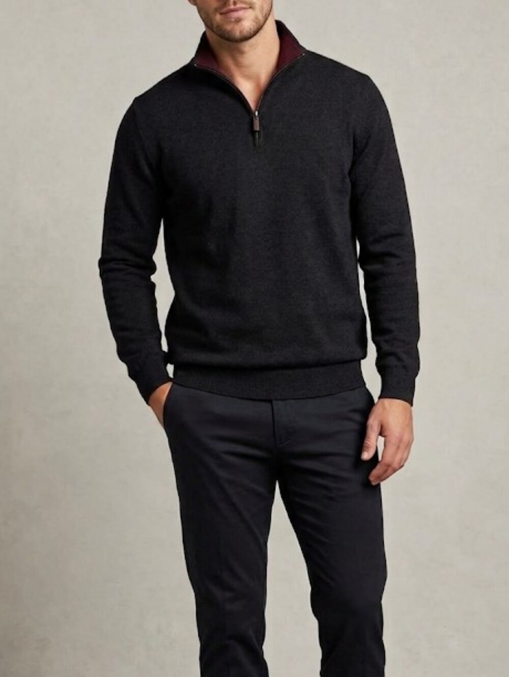 Grayson YDunn New Men's Charcoal Zip-Up Mock Neck Sweater Size L